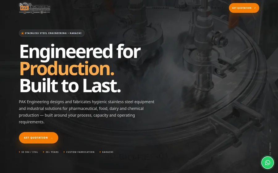 Homepage preview of PAK Engineering & Stainless Steel Works
