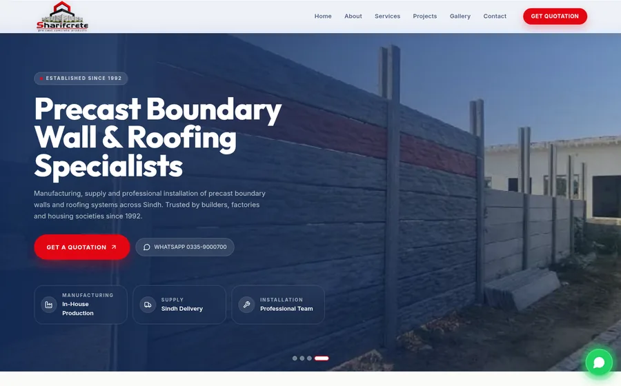Homepage preview of SharifCrete